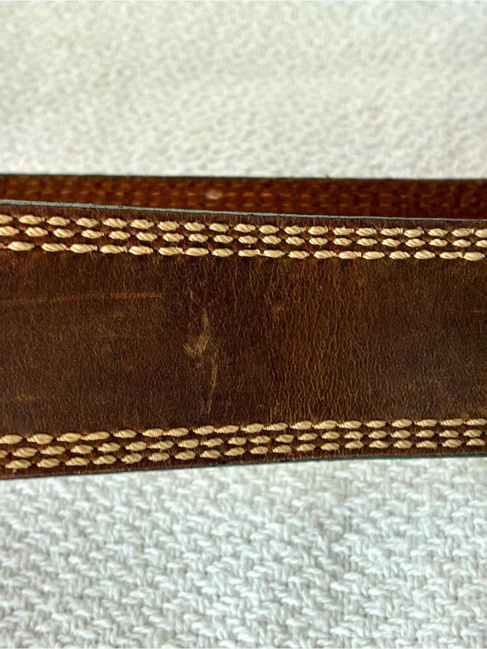 Men's Brown Leather Belt with Metal Buckle